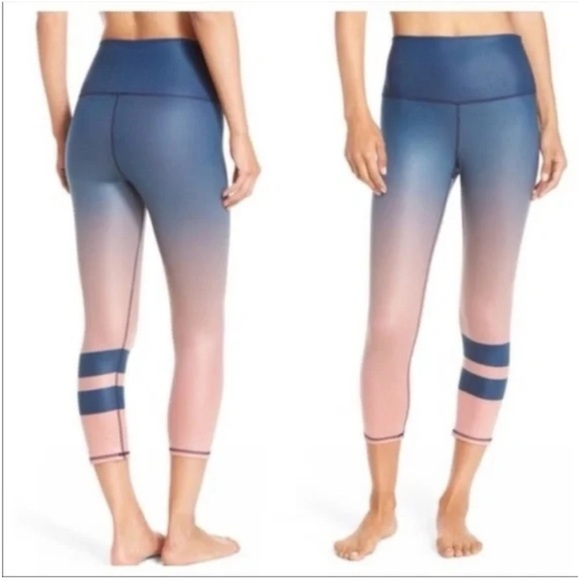 Alo Yoga Pink & Blue Ombré Airbush Crop Leggings - Picture 1 of 9